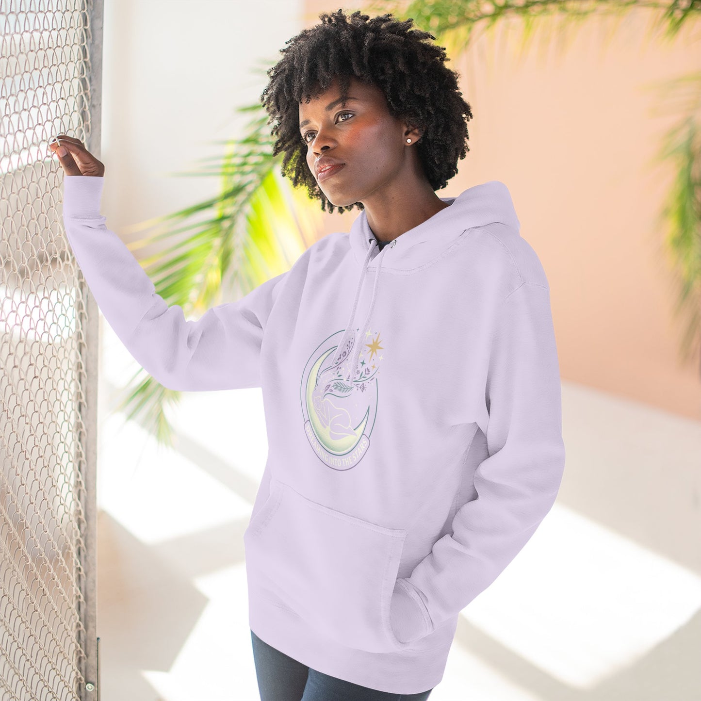 Moonlight Floral Hoodie – Celestial Moon & Botanical Graphic Hoodie | Spiritual Nature Aesthetic, Cosmic Hoodie, Unisex Hoodie