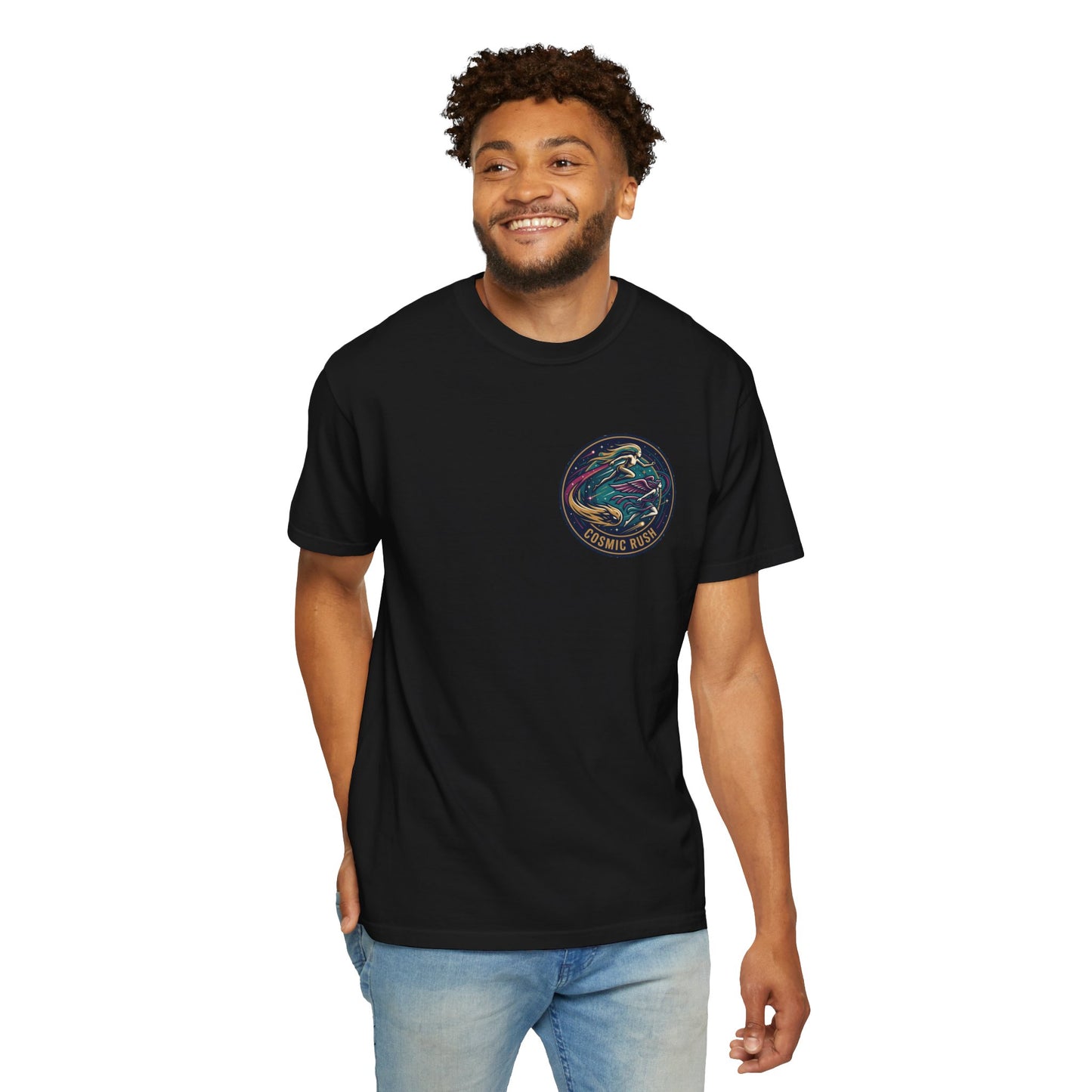 Cosmic Rush Skate T-Shirt – Retro Space Surf Graphic Tee | Vintage Cosmic Wave Shirt, Unisex Casual Tee
