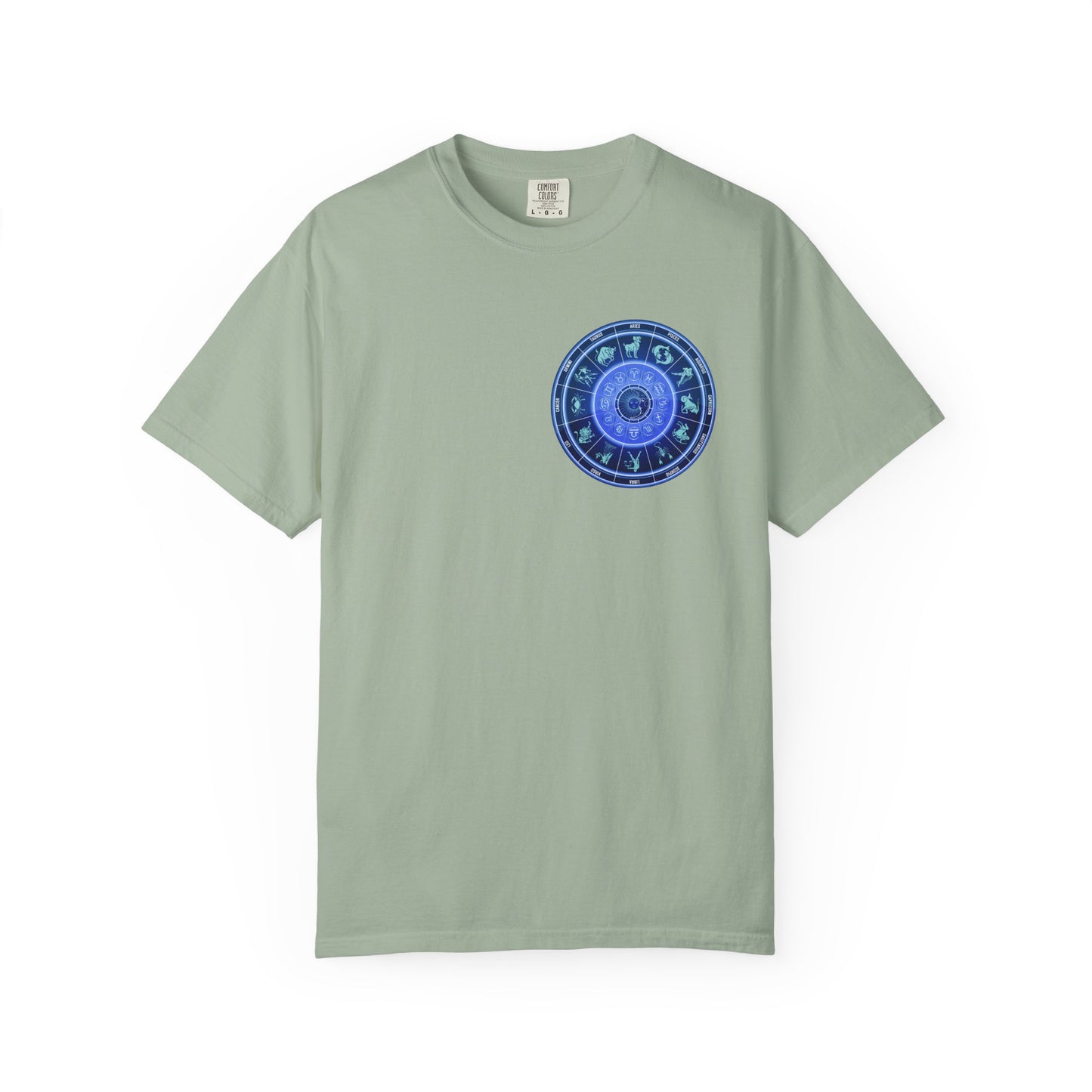 Zodiac Wheel T-Shirt – Blue Astrology Sign Graphic Tee | Celestial Mandala Star Sign Shirt