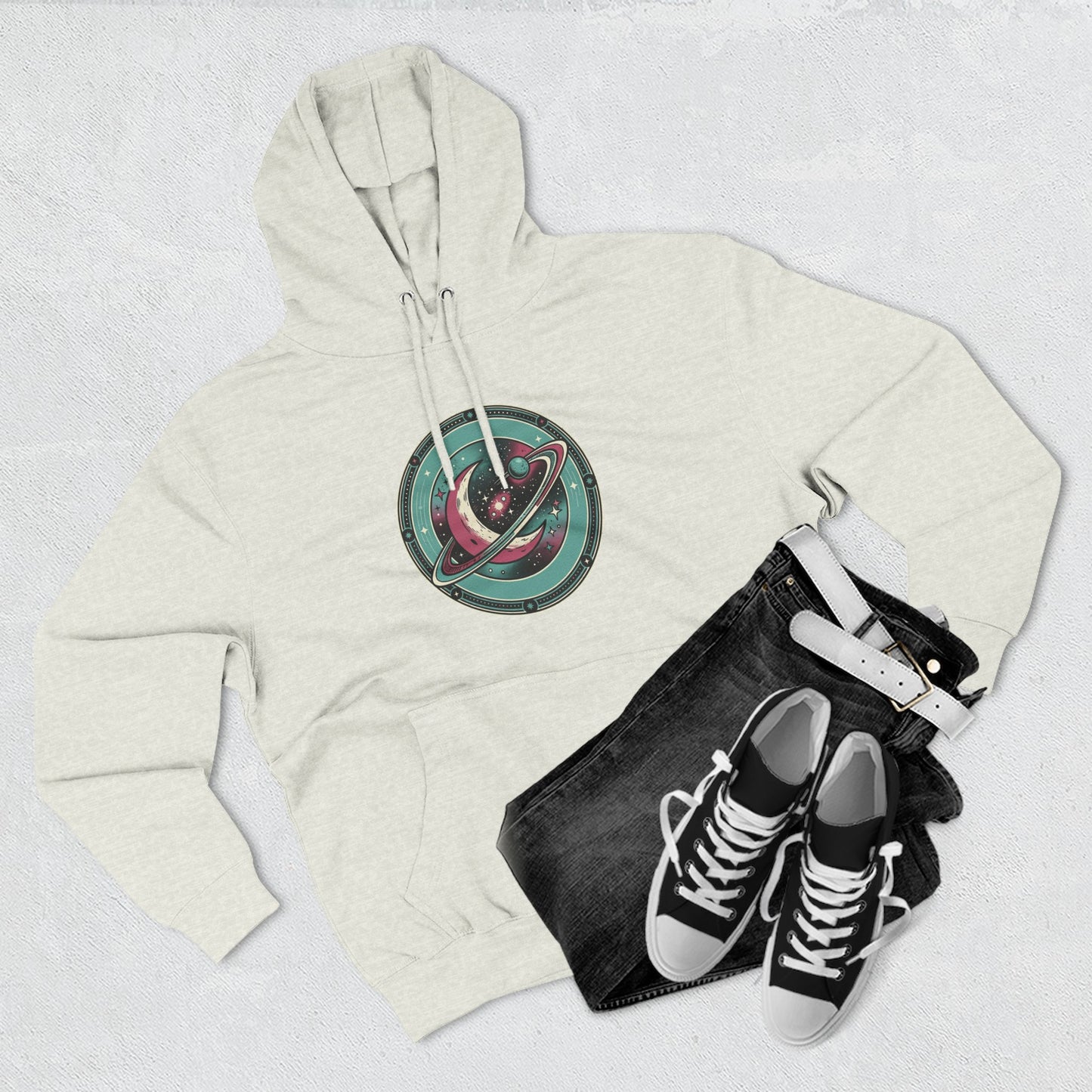 Saturn Planet Hoodie – Retro Space Ring Graphic Hoodie | Minimal Cosmic Aesthetic, Astronomy Hoodie, Unisex Hoodie