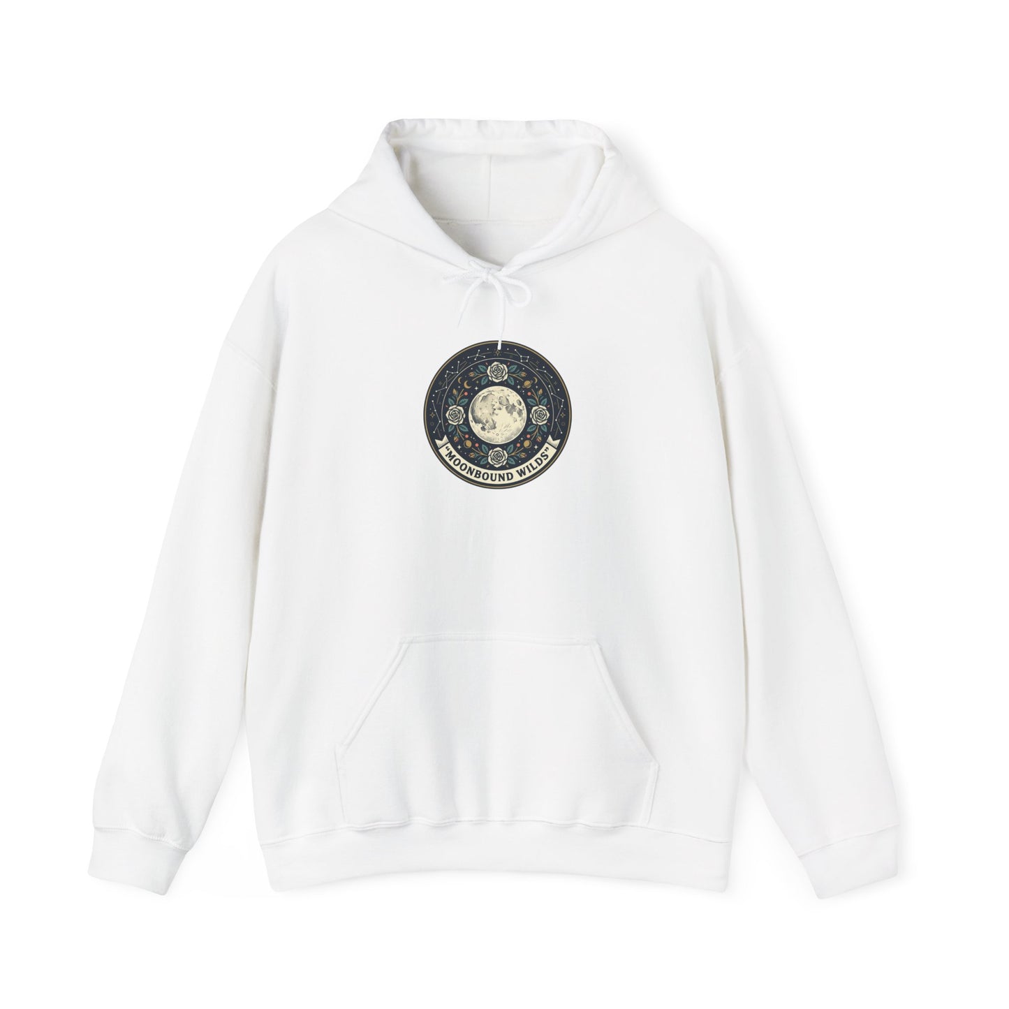 Moonbound Wilds Hoodie – Celestial Wolf Moon Graphic Sweatshirt | Vintage Cosmic Streetwear