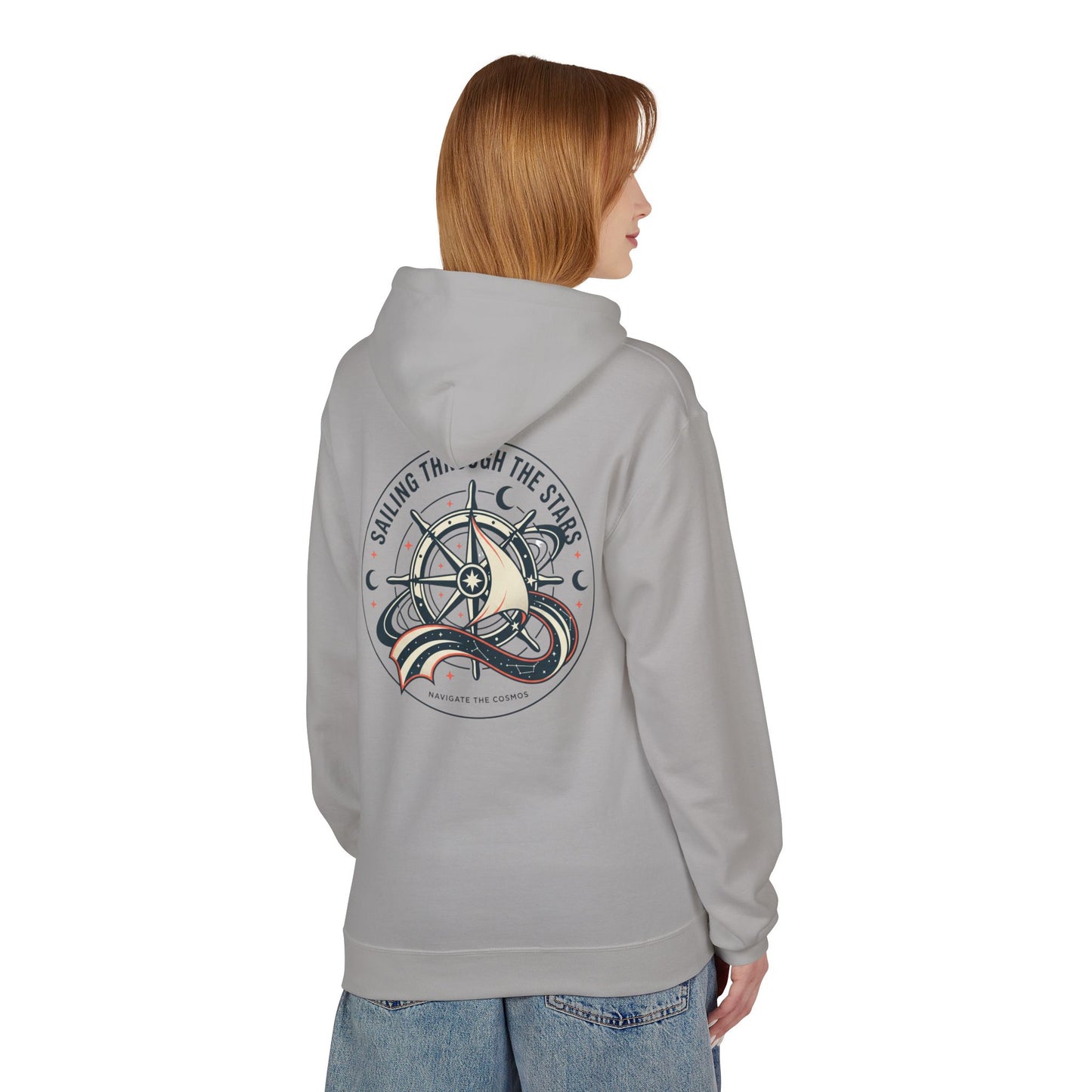 Celestial Nautical Hoodie – Spiritual Ocean Compass & Swirl Design | Astrology, Cosmic Streetwear, Unisex Hoodie