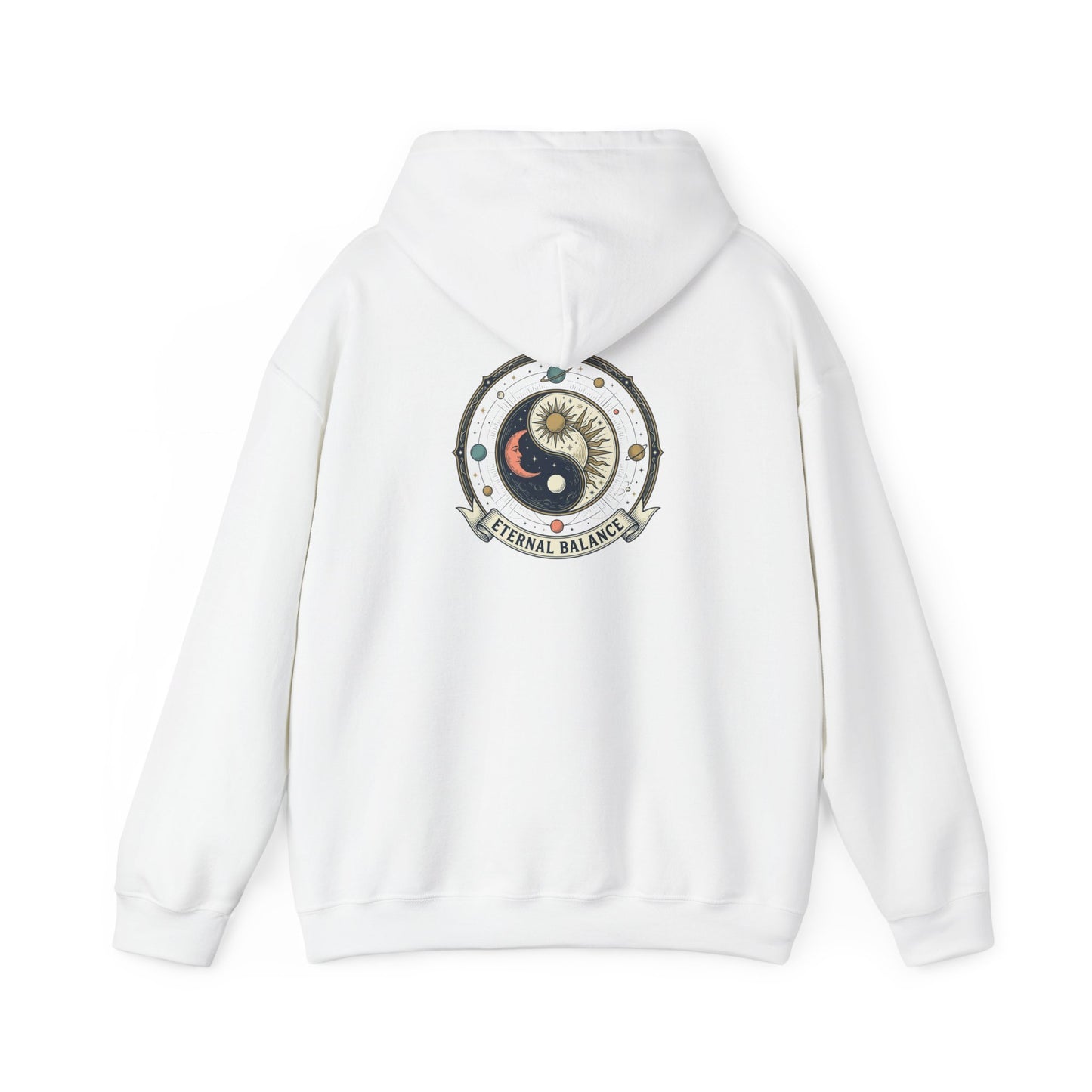 Yin Yang Eternal Balance Hoodie – Sun & Moon Spiritual Graphic Sweatshirt | Minimal Zen Streetwear