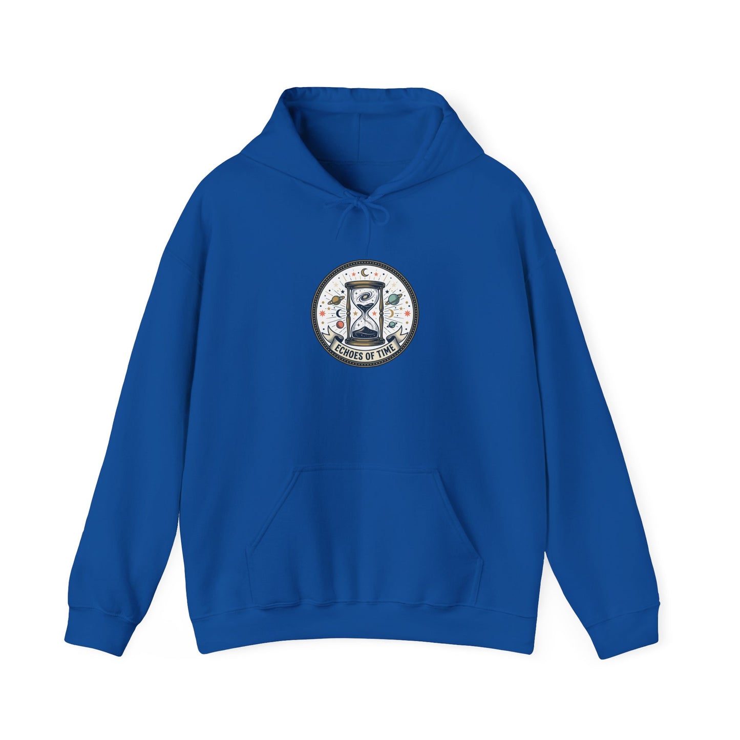 Hourglass Echoes Hoodie – “Echoes of Time” Vintage Celestial Graphic Sweatshirt | Minimal Cosmic Streetwear