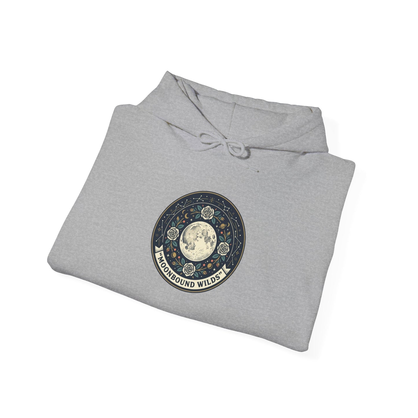 Moonbound Wilds Hoodie – Celestial Wolf Moon Graphic Sweatshirt | Vintage Cosmic Streetwear