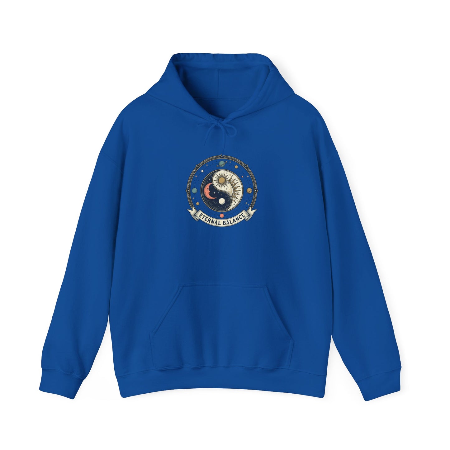 Yin Yang Eternal Balance Hoodie – Sun & Moon Spiritual Graphic Sweatshirt | Minimal Zen Streetwear