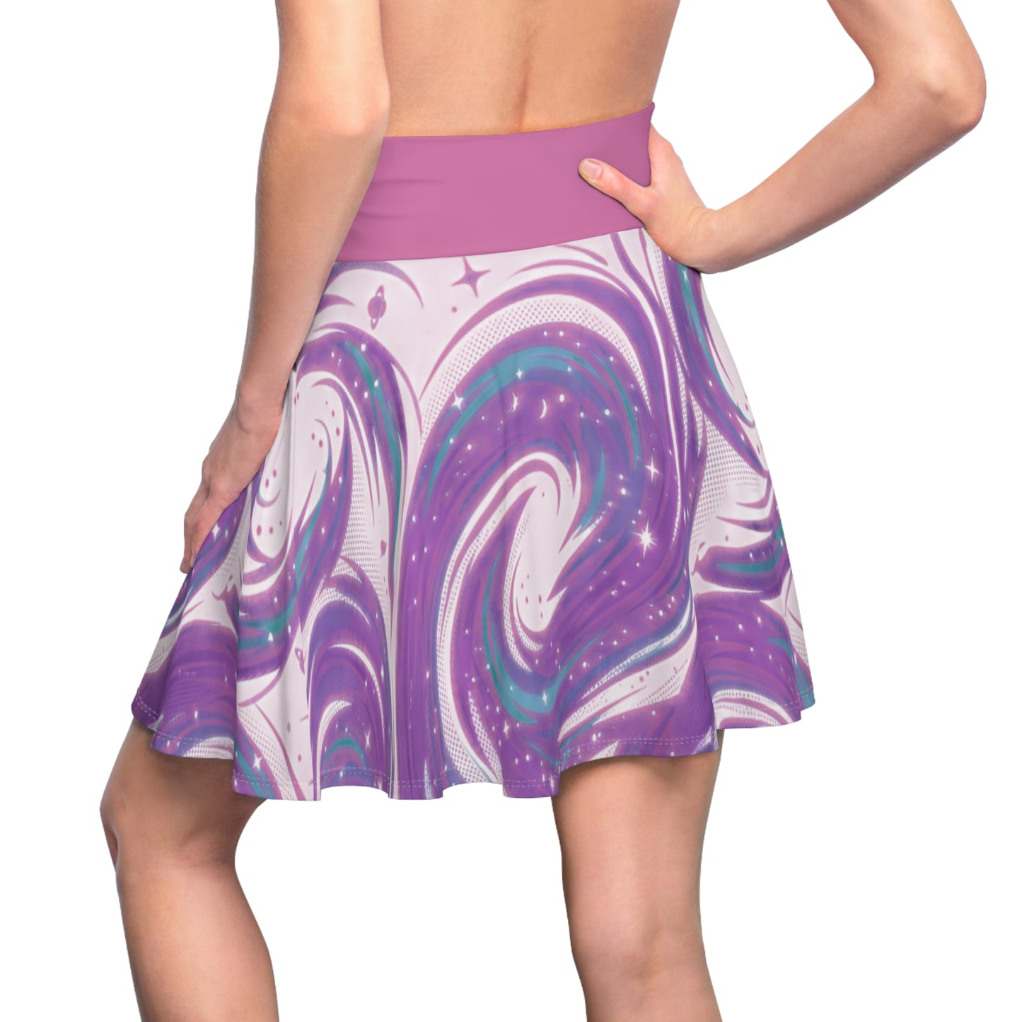 Pastel Marble Skater Skirt – Lavender & Teal Swirl Aesthetic Skirt | Women’s Flowy Soft Girl Skirt