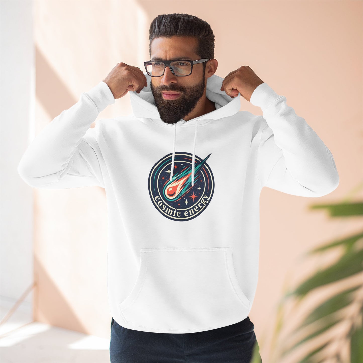 Cosmic Energy Hoodie – Meteor & Shooting Star Graphic Hoodie | Space Aesthetic, Celestial Streetwear, Unisex Hoodie
