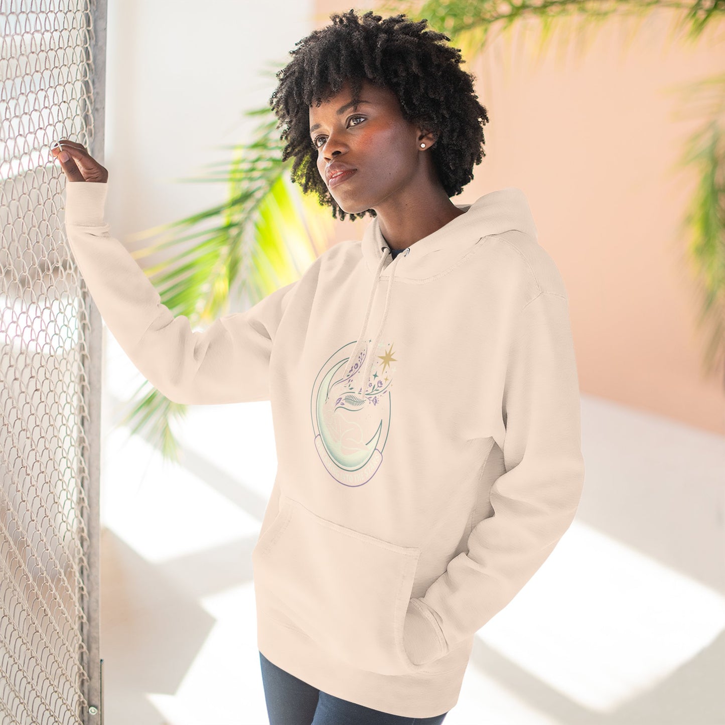 Moonlight Floral Hoodie – Celestial Moon & Botanical Graphic Hoodie | Spiritual Nature Aesthetic, Cosmic Hoodie, Unisex Hoodie
