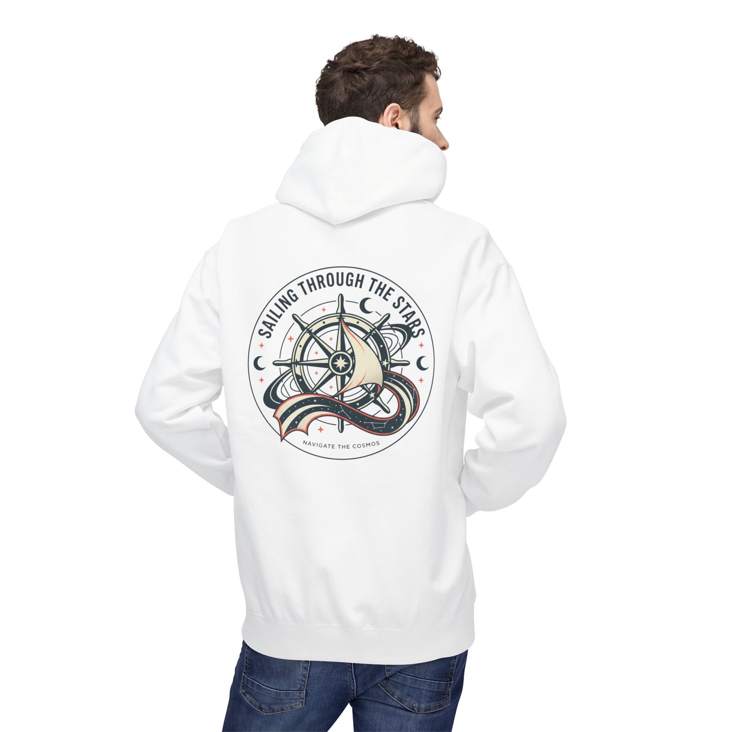 Celestial Nautical Hoodie – Spiritual Ocean Compass & Swirl Design | Astrology, Cosmic Streetwear, Unisex Hoodie
