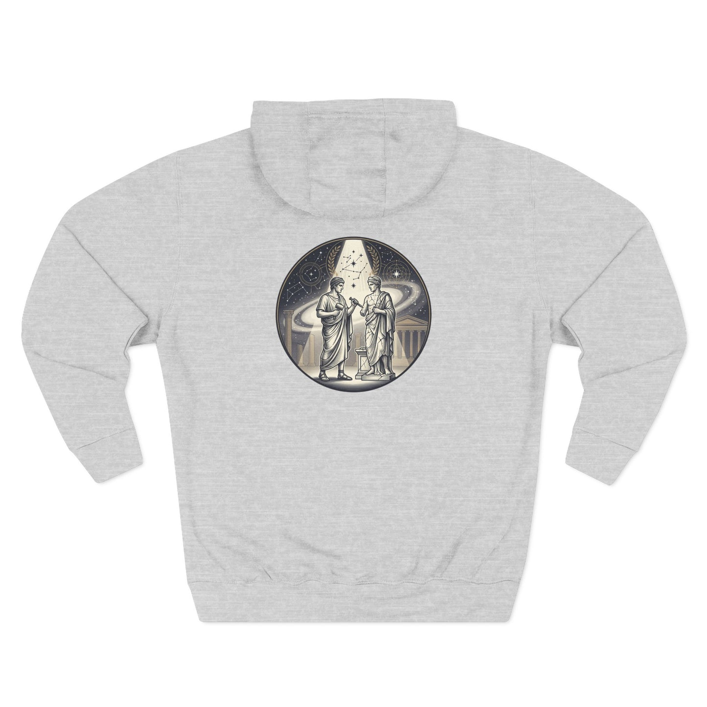 Vintage Celestial Moon Hoodie – Classical Figures Graphic Pullover, Mythology Inspired Unisex Sweatshirt, Retro Spiritual Art Hoodie
